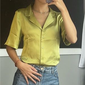 Silky chartreuse blouse